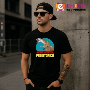 Tricou Apocalipsa Preistorica, din bumbac 100%, tricou negru, Dama | Barbat - Img 4