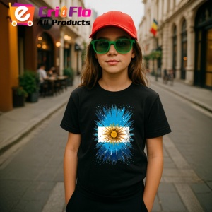 Tricou Argentina Steag Splash Art, Copii | Dama | Barbat, culoare negru - Img 7