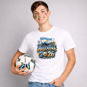 Tricou Argentina World Cup 2026 Fifa, din bumbac 100%, tricou alb, Copii | Dama | Barbat