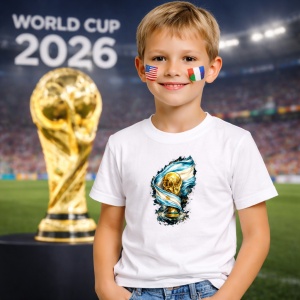 Tricou Argentina World Cup Fifa 2026, din bumbac 100%, tricou alb, Copii | Dama | Barbat - Img 5