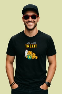 Tricou Asa Mam Trezit Grafic Garfield Amuzant, din bumbac 100%, tricou negru Copii | Dama | Barbat