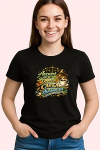 Tricou Avocat Alimentat De Cafea Amara V1, din bumbac 100%, tricou negru Dama | Barbat - Img 2