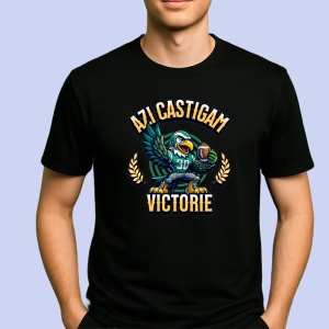 Tricou Azi Castigam, Victorie Negru, Victory Runs Through Us Negru, Copii | Dama | Barbat