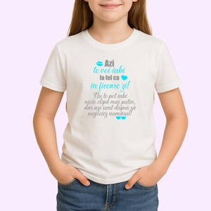 Tricou Azi Te Voi Iubi La Fel Ca In Fiecare Zi Mesaj Dragoste, din bumbac 100% , tricou alb pentru Copii | Dama | Barbat - Img 2