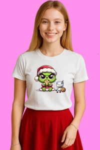 Tricou Baby Grinch Milk Cookies Sunglasses, din bumbac 100%, tricou alb, Copii | Dama | Barbat