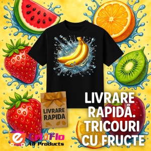 Tricou Banane si val tropical, Fructe, Copii | Dama, culoare negru - Img 12