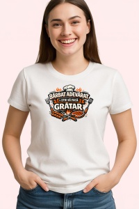 Tricou Barbat Adevarat Conduce La Gratar Amuzant, din bumbac 100% , tricou alb pentru Dama | Barbat - Img 2