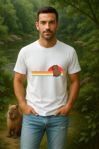 Tricou Barbat CapyBara - Rasarit retro - Img 2