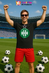 Tricou barbat cu logo stema AS Saint-Étienne Franta , din bumbac 100% - Img 4