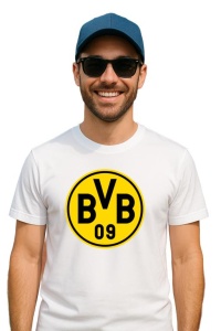 Tricou barbat cu logo stema Borussia Dortmund Germania , din bumbac 100%