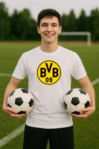 Tricou barbat cu logo stema Borussia Dortmund Germania , din bumbac 100% - Img 8