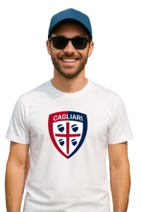 Tricou barbat cu logo stema Cagliari Calcio Italia , din bumbac 100% - Img 3