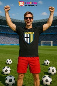 Tricou barbat cu logo stema FC Parma Italia , din bumbac 100% - Img 5