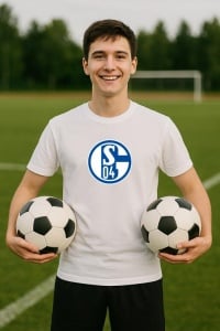 Tricou barbat cu logo stema FC Schalke 04 Germania , din bumbac 100%