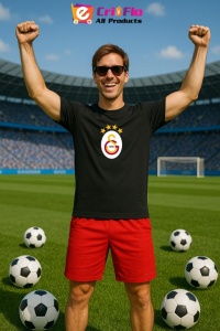 Tricou barbat cu logo stema Galatasaray SK Turcia , din bumbac 100% - Img 5