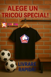 Tricou barbat cu logo stema Lille LOSC Franta , din bumbac 100% - Img 6