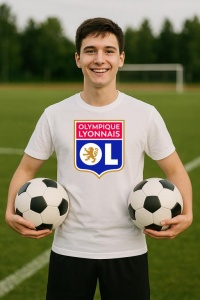 Tricou barbat cu logo stema Olympique Lyonnais Franta , din bumbac 100% - Img 8