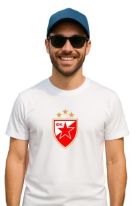 Tricou barbat cu logo stema Red Star Belgrade Serbia , din bumbac 100% - Img 3