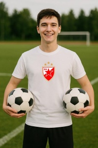 Tricou barbat cu logo stema Red Star Belgrade Serbia , din bumbac 100% - Img 8