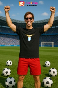 Tricou barbat cu logo stema SS Lazio Italia , din bumbac 100% - Img 4