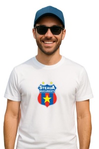 Tricou barbat cu logo stema Steaua Bucuresti , din bumbac 100% - Img 2