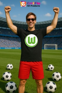 Tricou barbat cu logo stema VfL Wolfsburg Germania , din bumbac 100% - Img 5