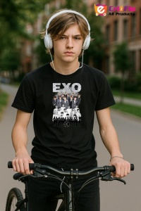 Tricou barbat Kpop cu trupa EXO 10 music Coreean 206 - Img 9