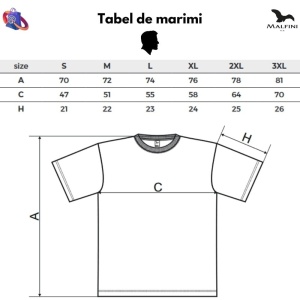 Tabel marimi dimensiuni tricou barbat Salvamar