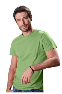 Tricou barbat Simplu basic verde iarba purtat de un bărbat frumos si tanar
