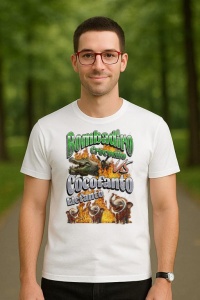 Tricou Barbat Tralalero Tralala cu personajul Bombadiro VS Cocofanto Funny Italian Brainrot Meme Graphic - Img 4