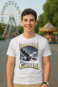 Tricou Barbat Tralalero Tralala cu personajul Bombombini Gusini Funny Italian Brainrot Meme Graphic - Img 5