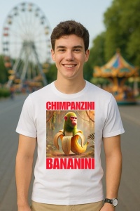Tricou Barbat Tralalero Tralala cu personajul Chimpanzini Bananini - Italian Brainrot Meme (2)