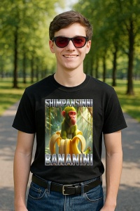 Tricou Barbat Tralalero Tralala cu personajul Shimpansinni Bananini Monkey Banana Italian Brainrot Meme
