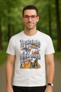 Tricou Barbat Tralalero Tralala cu personajul Tralalelo VS Brr Patapim Funny Italian Brainrot Meme Graphic