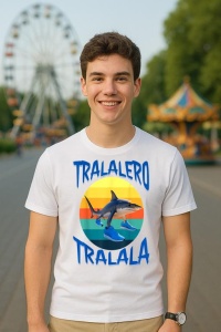 Tricou Barbat Tralalero Tralala cu personajul Tralalero Tralala Funny Italian Brainrot Meme - Img 5