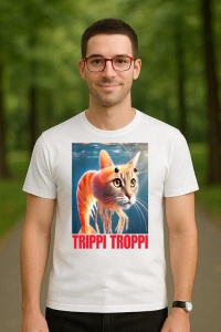 Tricou Barbat Tralalero Tralala cu personajul Trippi Troppi - Italian Brainrot Meme - Img 3