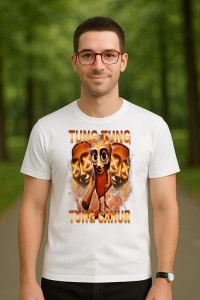 Tricou Barbat Tralalero Tralala cu personajul Tung Tung Tung Sahur Funny Meme Brainrot Humor Gen Z - Img 4