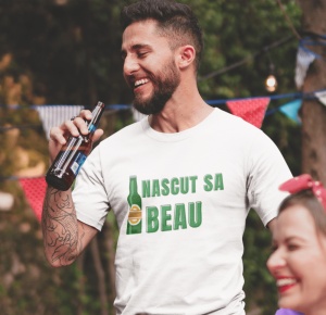 Tricou barbati haios personalizat - Nascut sa Beau - din bumbac, personalizat - Cadou