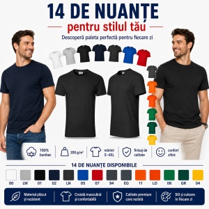 Tricou bărbați heavy, 100% bumbac pre-shrunk, 200 g/m², 14 nuanțe disponibile - Img 7