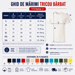 Tricou Bărbați Malfini Native GOTS 173, 100% Bumbac Organic, 150 g/m², Guler Rotund, Label Free, Mărimi S 3XL, 15 Culori - Img 4