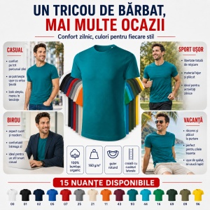 Tricou Bărbați Malfini Origin GOTS 171, 100% Bumbac Organic, 160 g/m², Guler Rotund, Label Free, Mărimi S 3XL, 15 Culori - Img 8