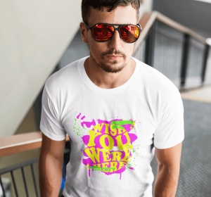 Tricou barbati Streetwear - Wish You Were Here - din bumbac, personalizat - Cadou