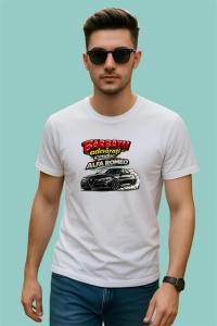 Tricou Barbatii Adevarati Conduc Alfa Romeo V1, din bumbac 100% , tricou alb pentru Barbat - Img 2