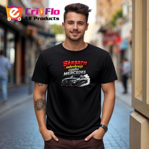 Tricou Barbatii Adevarati Conduc Mercedes Masina Gri V1, din bumbac 100%, tricou negru Barbat - Img 2