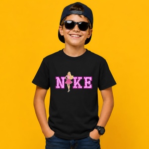 Tricou Barbie Doll Pink Aesthetic Typography Urban Girl Style, din bumbac 100%, tricou negru, Copii | Dama | Barbat - Img 3