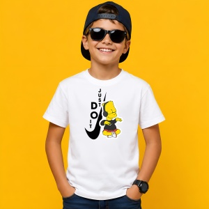 Tricou Bart Simpson Ascultand Muzica Logo Vertical Urban Vibe, din bumbac 100% Copii | Dama | Barbat