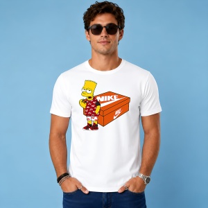 Tricou Bart Simpson Outfit Rosu Pe Cutie Pantofi Urban Streetwear, din bumbac 100% Copii | Dama | Barbat - Img 3