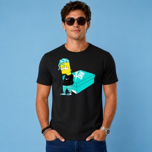 Tricou Bart Simpson Teal Hair Outfit Urban Pe Cutie Turcoaz, din bumbac 100%, tricou negru, Copii | Dama | Barbat - Img 2
