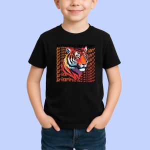 Tricou Be Fearless Tigru Colorat Portocaliu, din bumbac 100%, tricou negru Copii | Dama | Barbat - Img 2