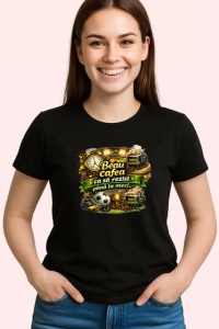 Tricou Beau Cafea Ca Sa Mi Revin Fotbal Bere, din bumbac 100%, tricou negru Dama | Barbat